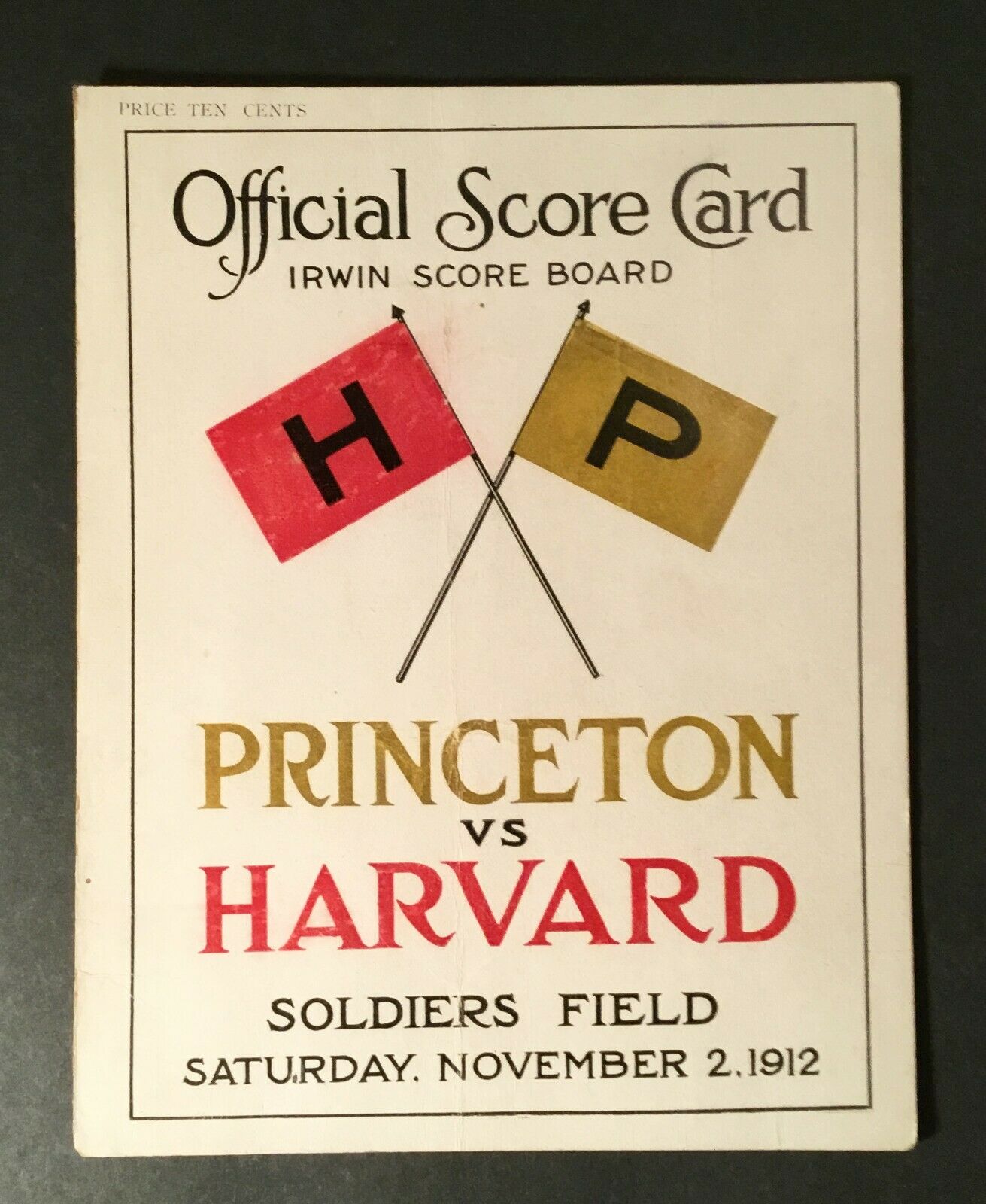 Princeton v. Harvard 1912 Score Card cover