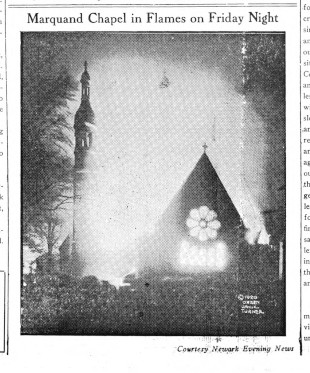 Marquand Chapel in flames