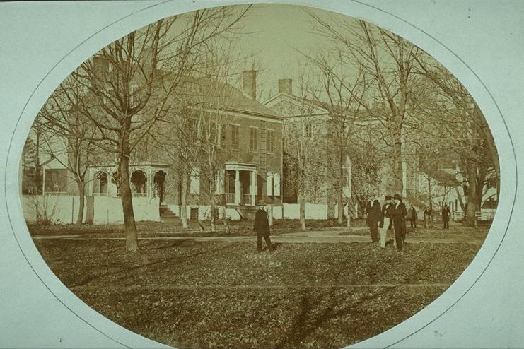 View from southeast in original location, with Geological Hall in background (photo 1863)
