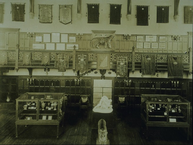 University Gymnasium interior, trophy room