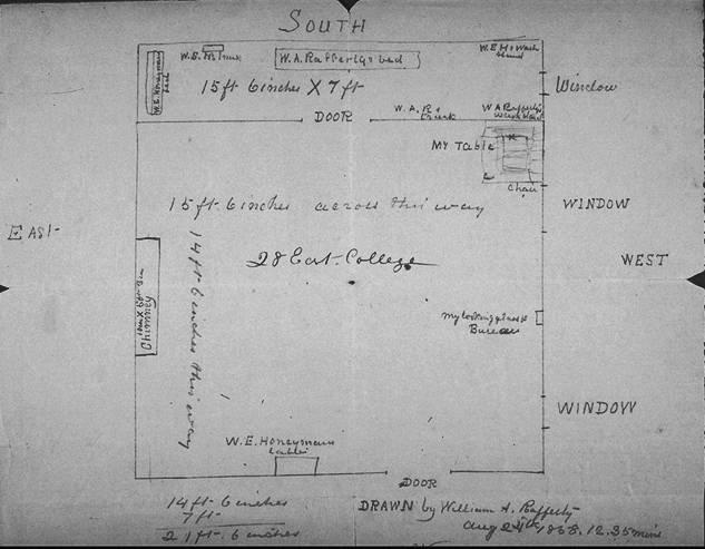 Plan of room (drawn by William A. Rafferty, 1838)