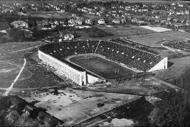Aerial view from southwest during football game (1921)