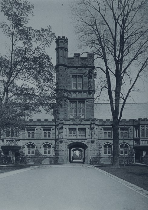 View of arch and tower from west (photo early 20th century)