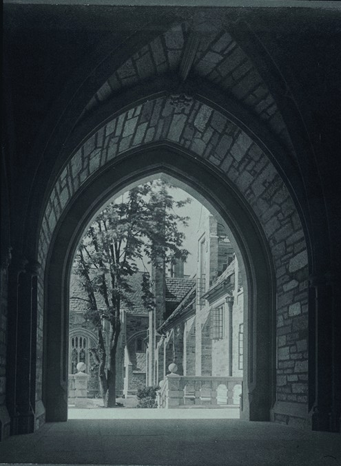 View through archway into Hamilton Court (photo 1910's)
