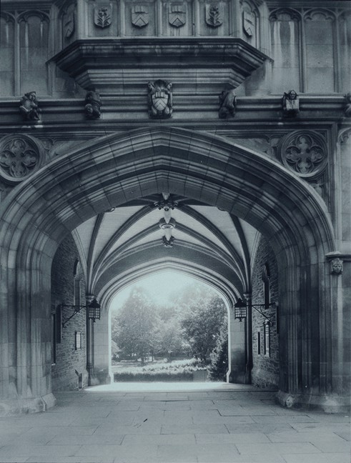 View through arch, looking southwest (photo 1930's or 40's)