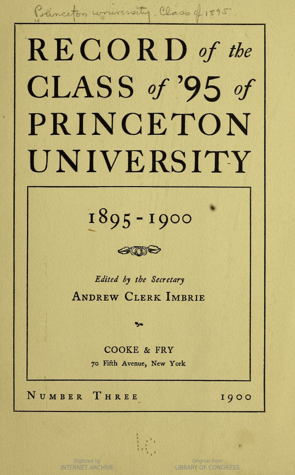 1895's Quinquennial Reunion Book, in 1900