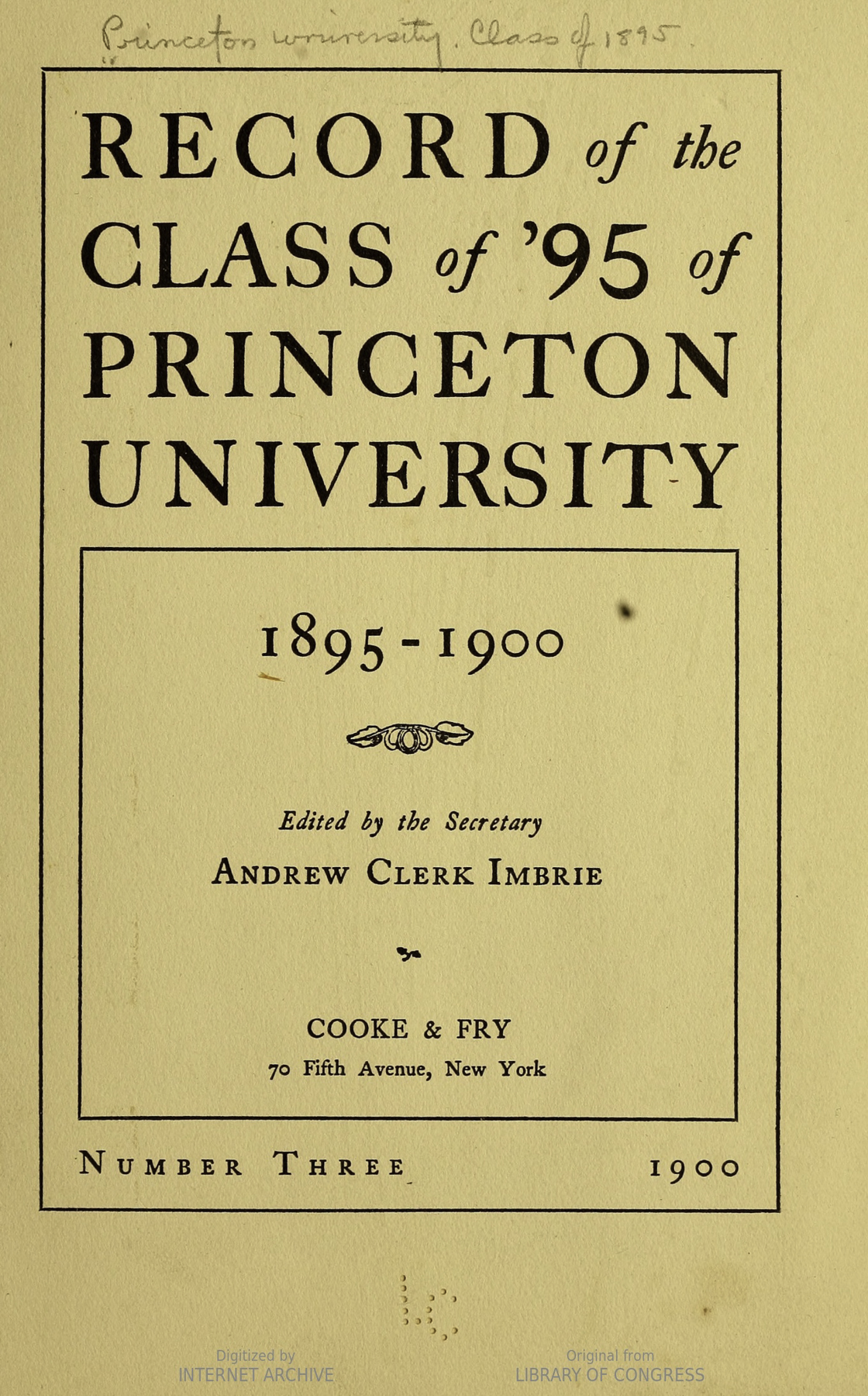 1895's Quinquennial Reunion Book, in 1900