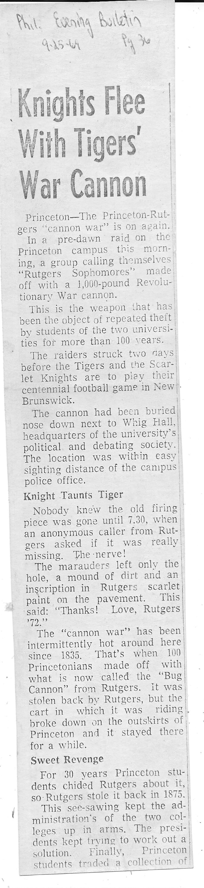 Philadelphia Evening Bulletin announces the theft