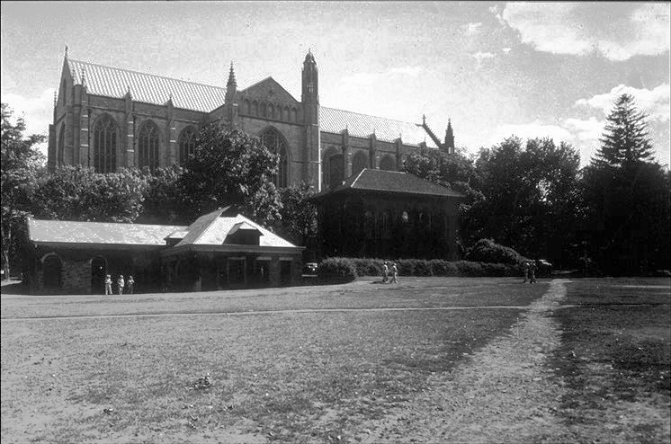 View of Dynamo Building in the 1920's, with Chapel in background