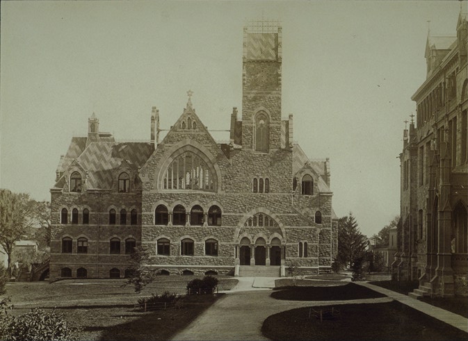 View from west with Dickinson Hall at right (photo circa 1876-80)