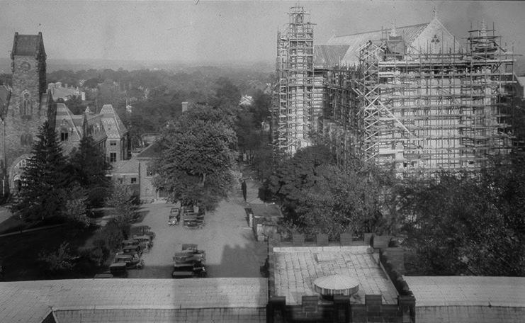 Bird's-eye view from west during construction