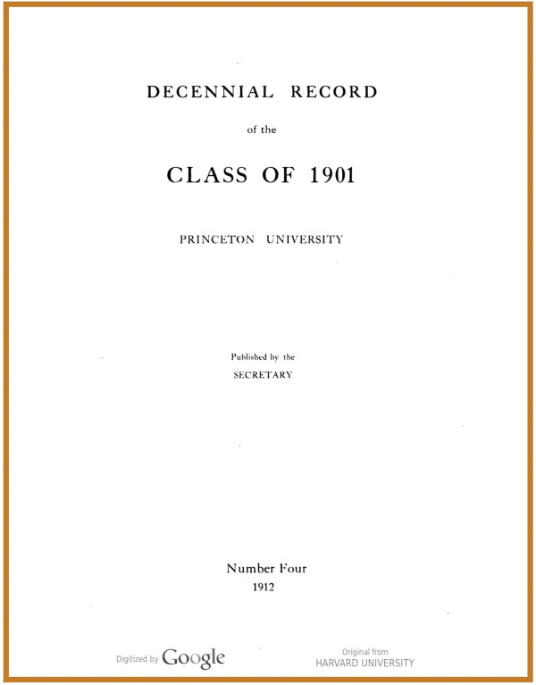 1901's Decennial Reunion Book, in 1912
