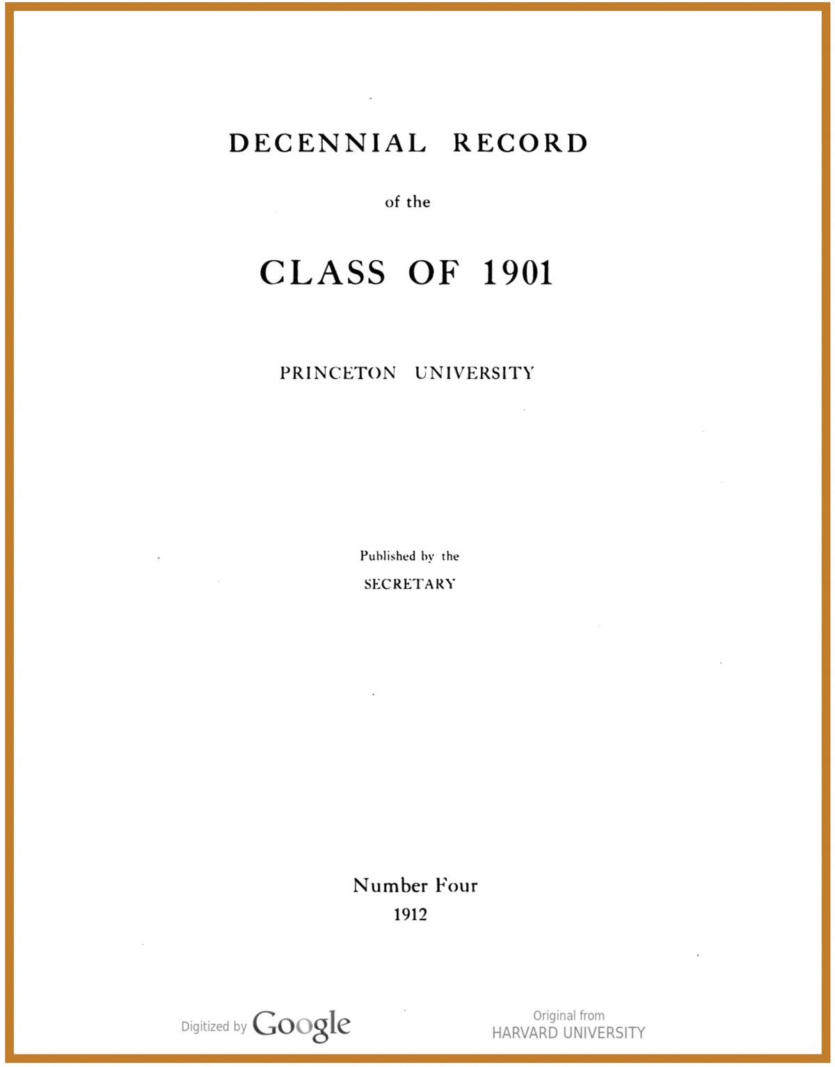 1901's Decennial Reunion Book, in 1912