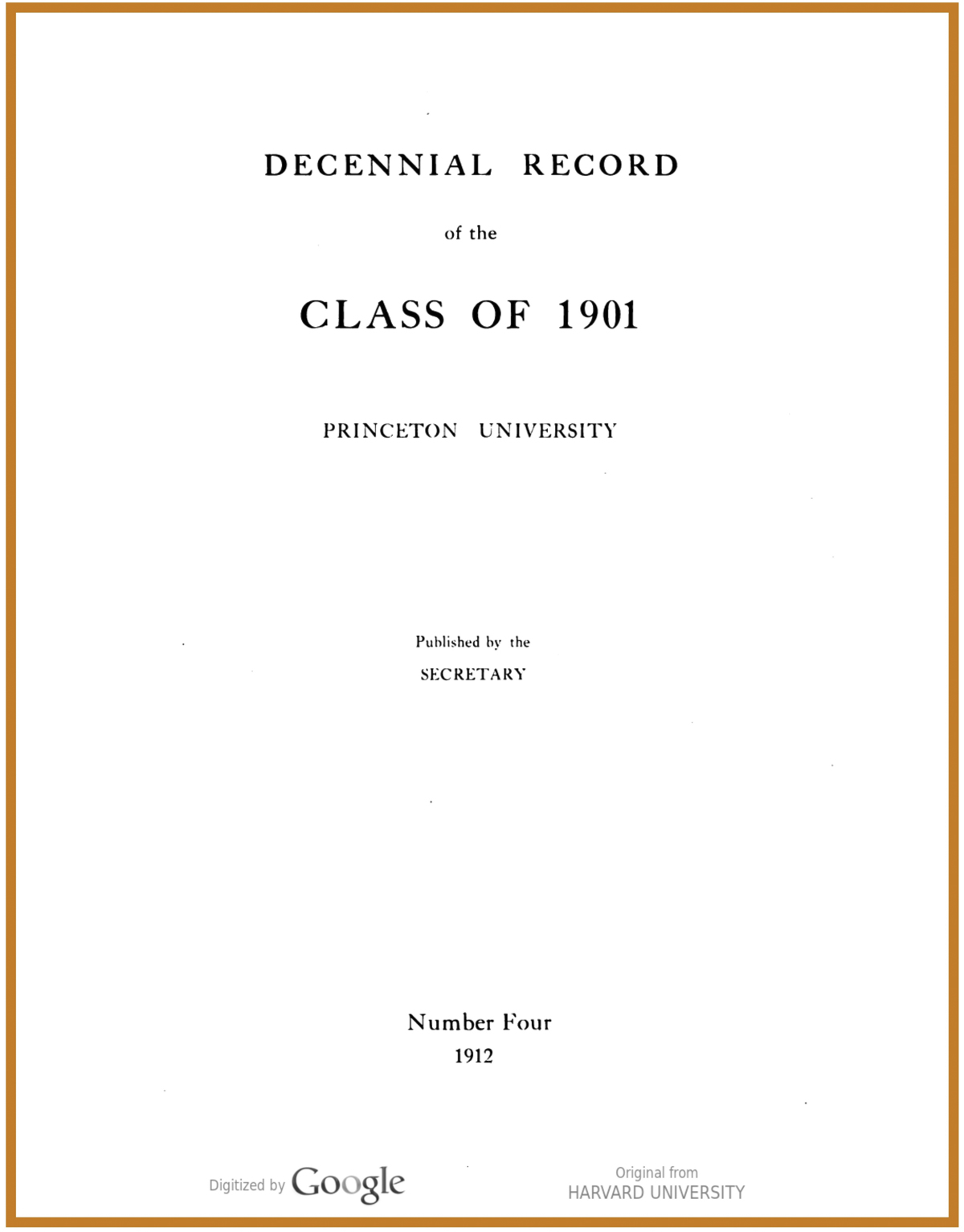 1901's Decennial Reunion Book, in 1912