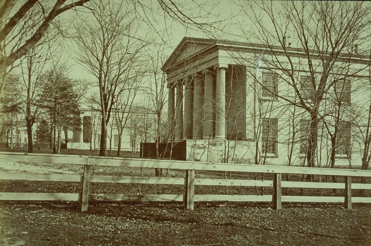 Original structure viewed from the west with Whig Hall in background (photo c.1870)
