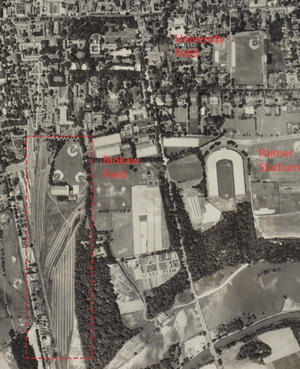 Aerial view of campus 19XX