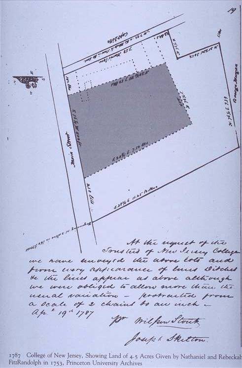 Plot of land donated in 1754 to the College of New Jersey