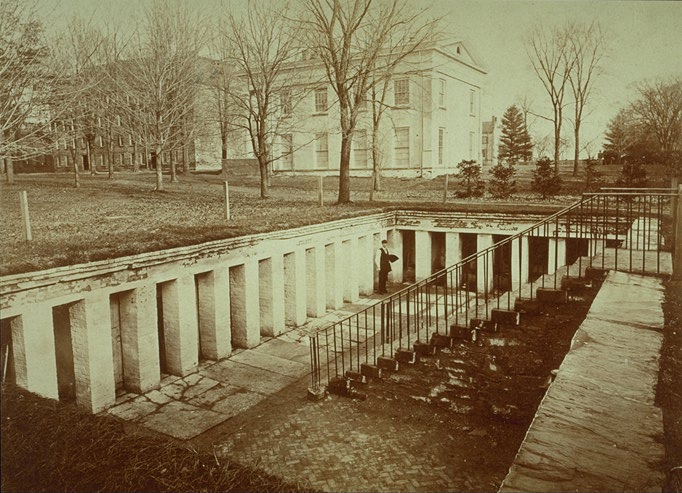 View from southwest, with Whig Hall in background (photo circa 1873)