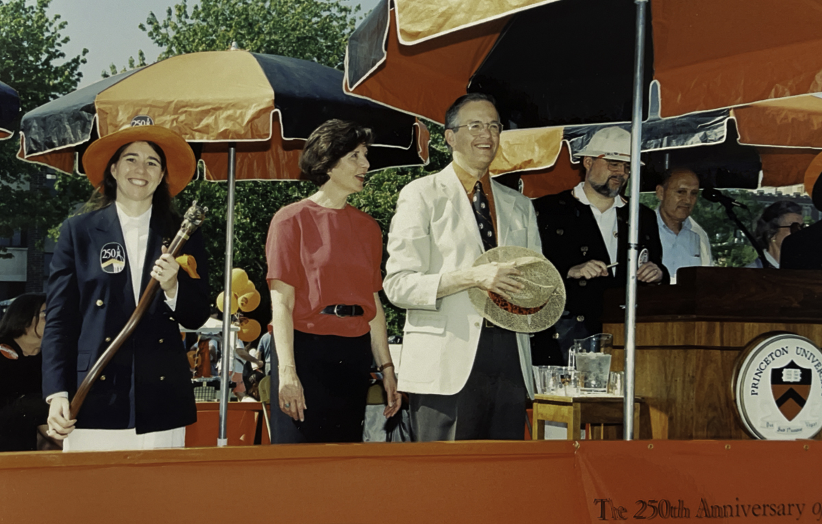 Arlene Pedovitch '80 on the reviewing stand, 1996