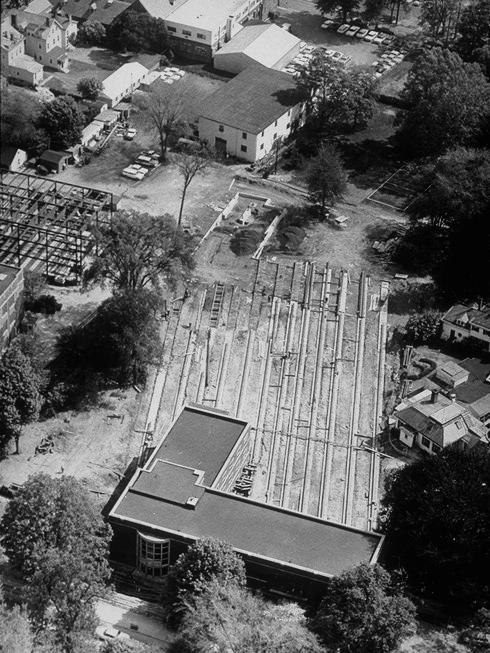 Aerial view of move on tracks in 1963