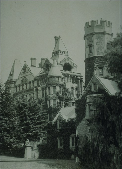 View from southwest, with Little Hall at right (early 20th century photo)