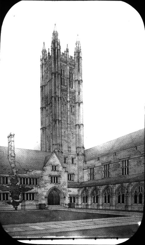 Courtyard looking northwest towards the tower