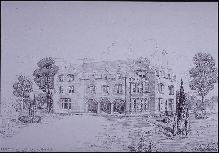 Key and Seal Club perspective of unbuilt clubhouse circa 1923