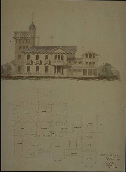 South elevation and ground plan (circa 1851)