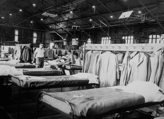 Interior, used as temporary student housing (1947)