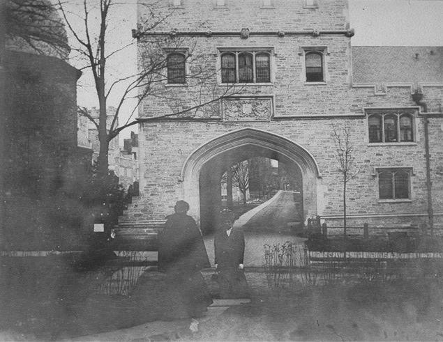 North extension, arch on University Place, with Halsted Observatory at left (photo 1910's?)