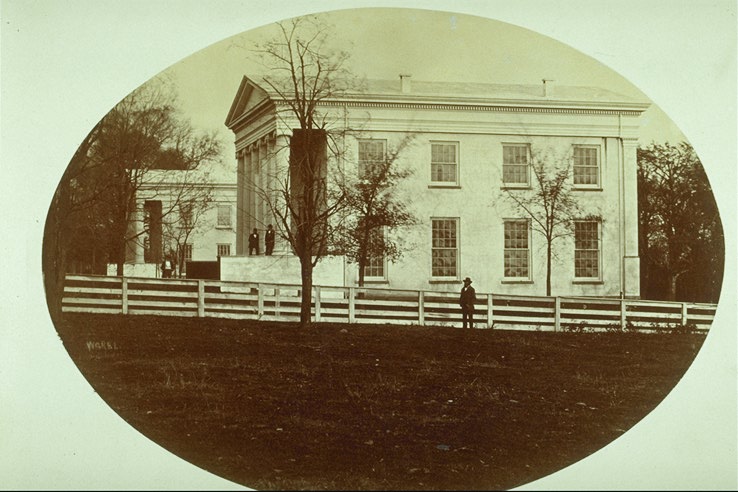 Original structure viewed from the west with Whig Hall in background (photo c.1860)
