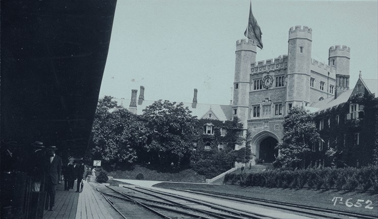 View from railroad station platform (photo early 20th century)