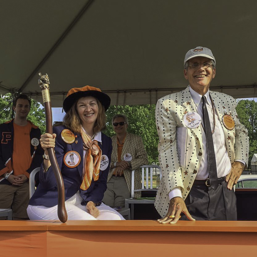 Jean Telljohann '81 on the reviewing stand in 2015