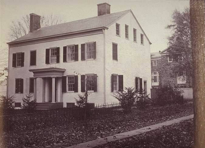 Front view with Philosophical Hall in background (photo circa 1870?)
