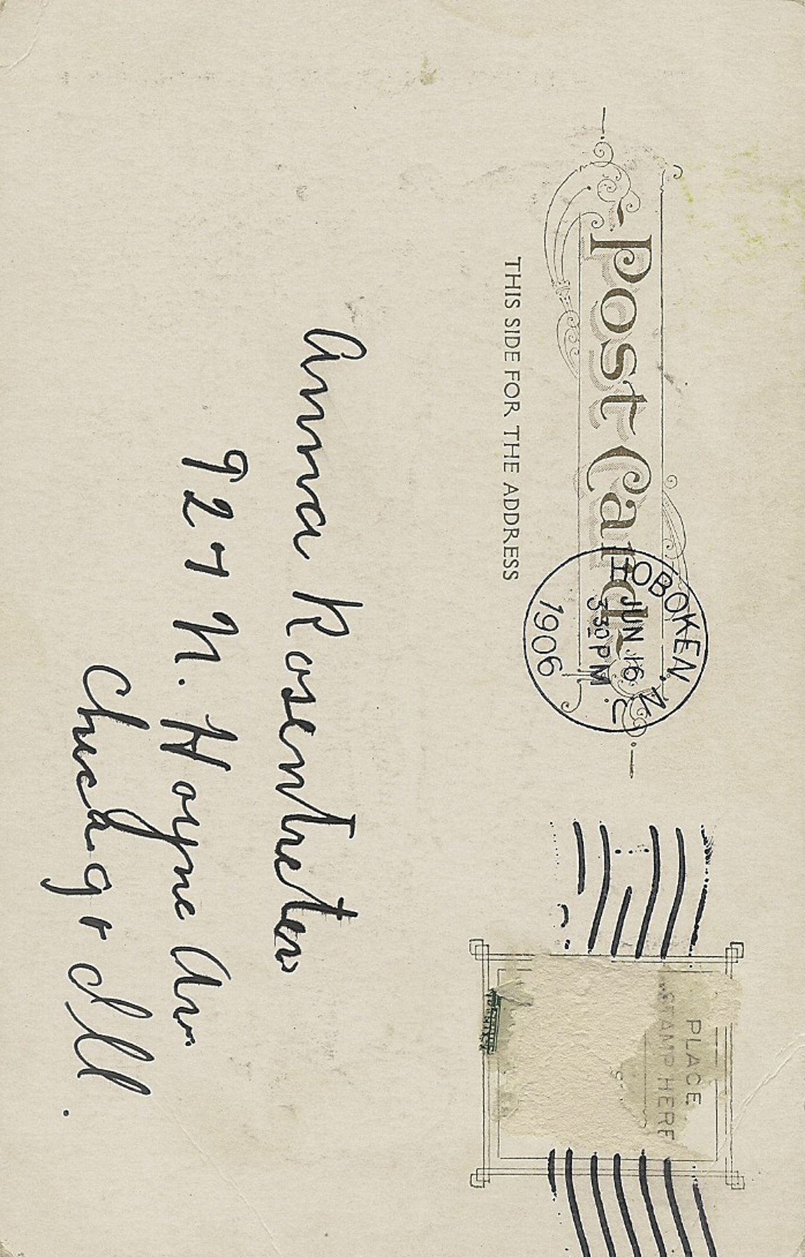 Princeton Girl Postcard Rear