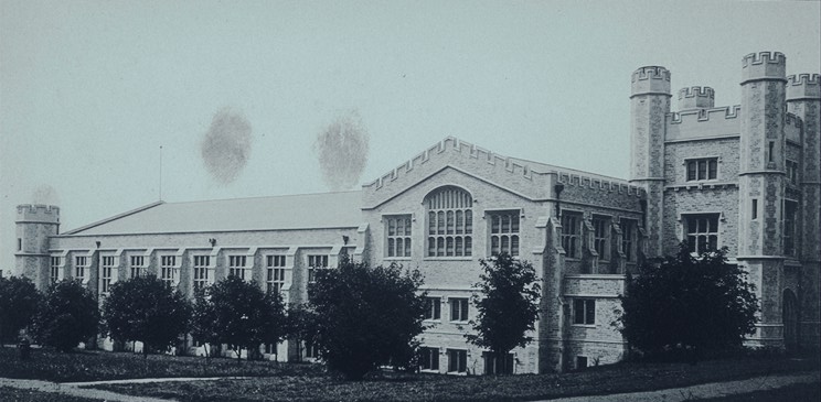 University Gymnasium, view from east (postcard, circa 1915?)